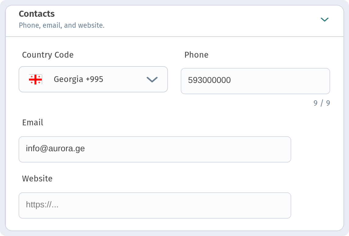 Wi-Fi, opening hours and contacts in your WebQRMenu menu