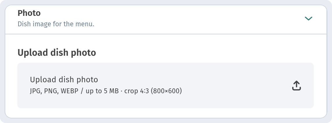 Dish photos in WebQRMenu: uploading and making them look good