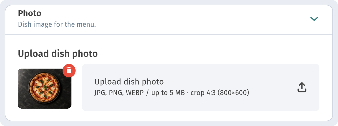 Dish photos in WebQRMenu: uploading and making them look good