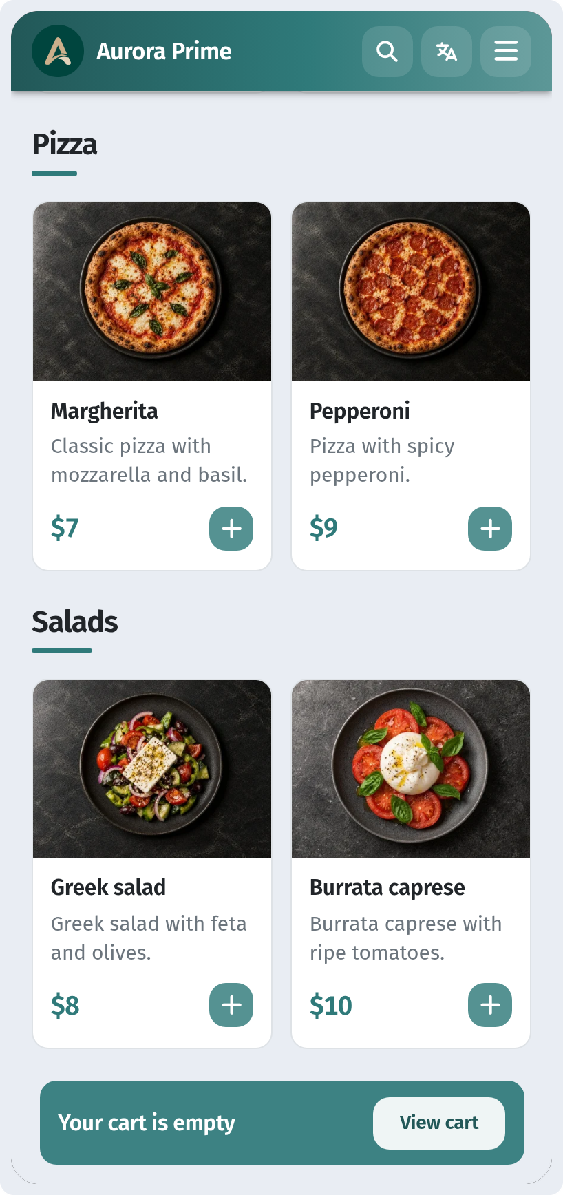 How a guest orders through the cart in WebQRMenu
