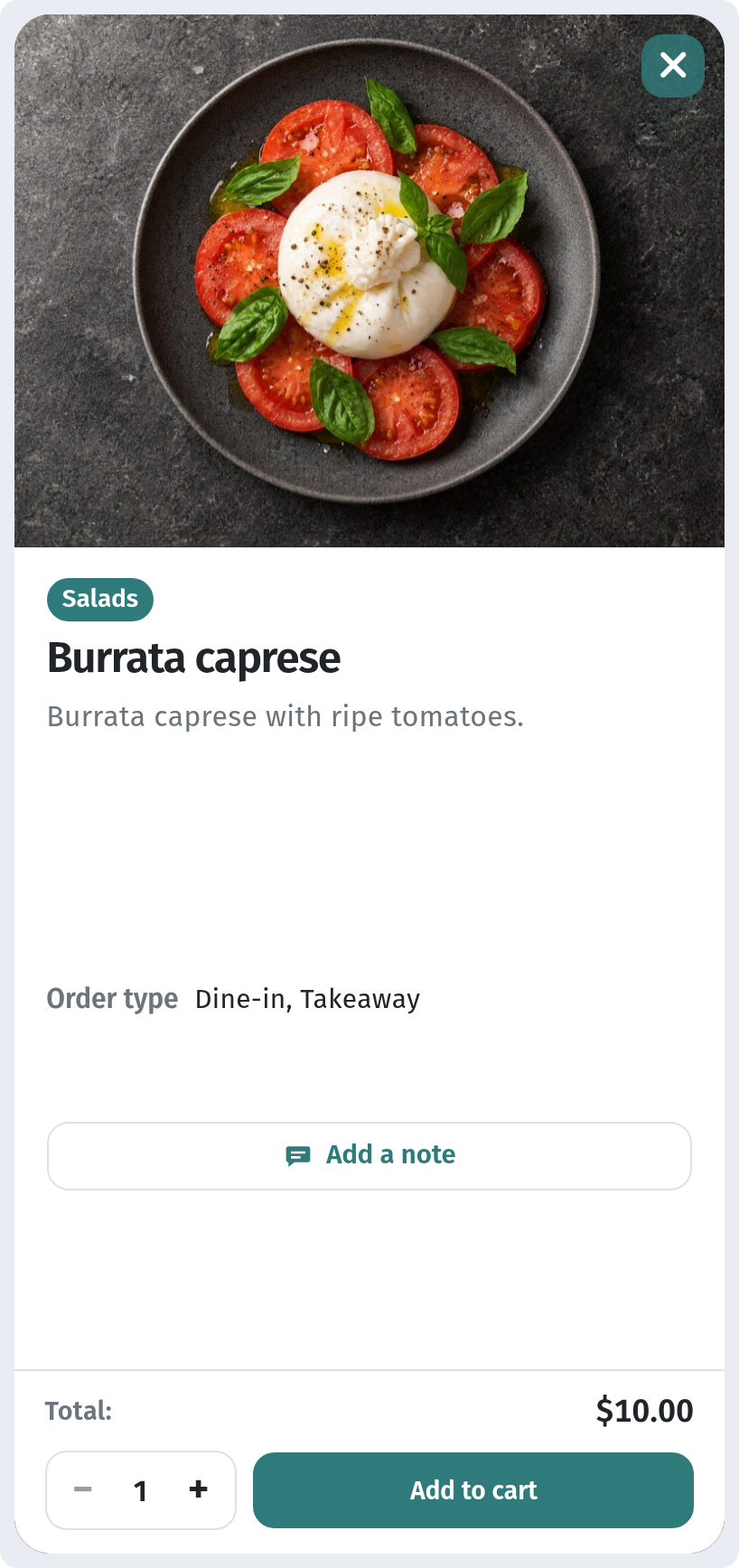 How a guest orders through the cart in WebQRMenu