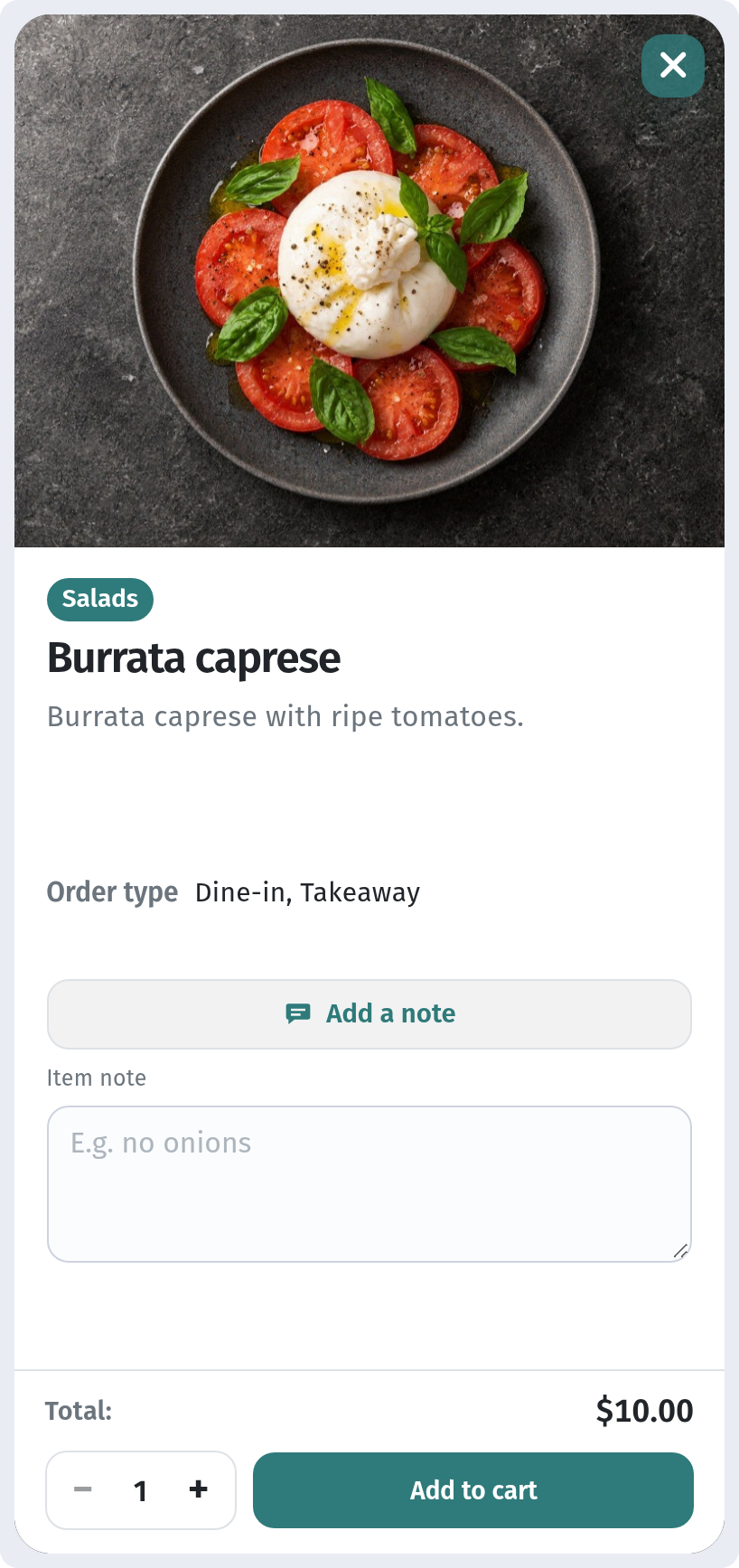 How a guest orders through the cart in WebQRMenu