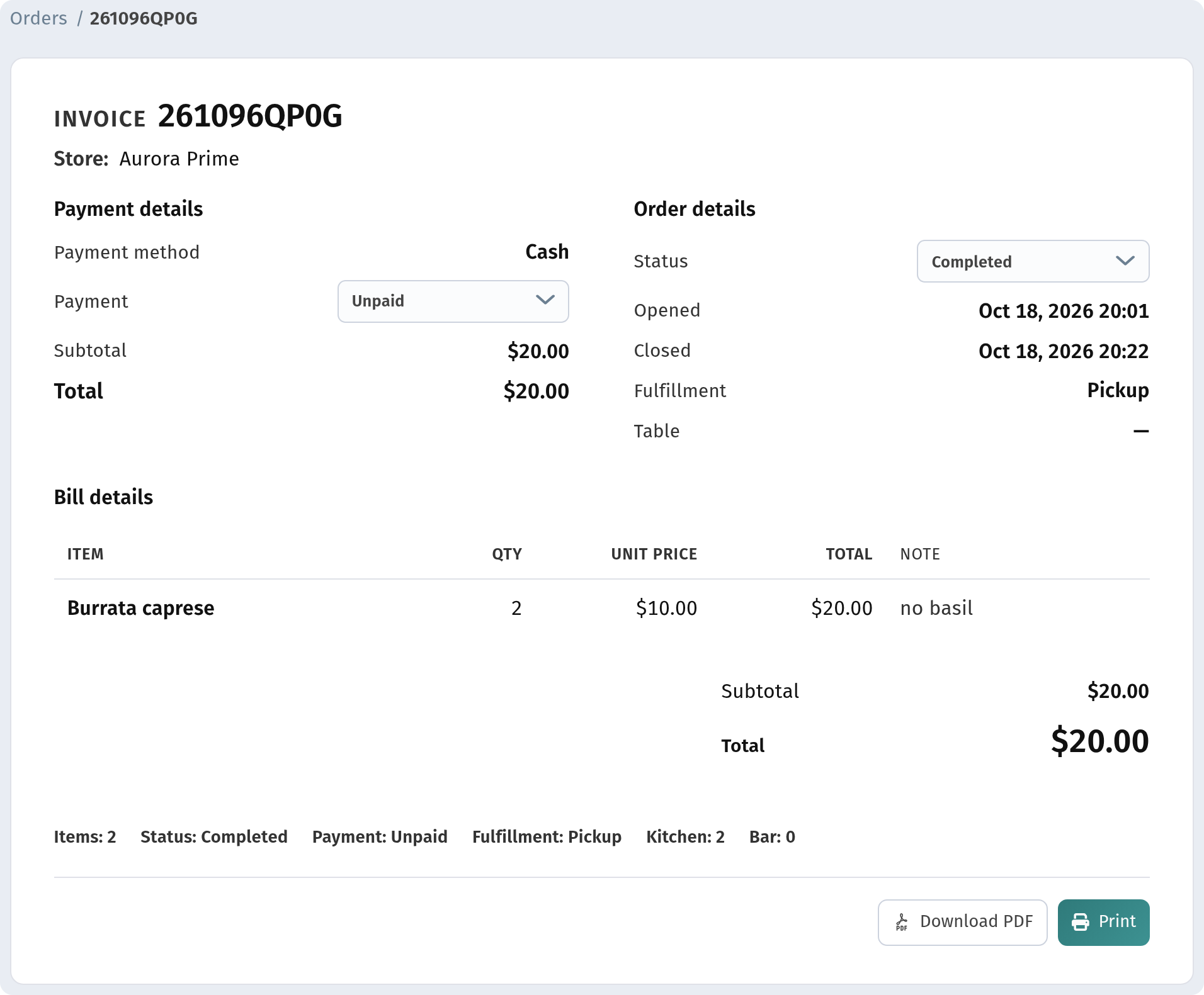 How a guest orders through the cart in WebQRMenu