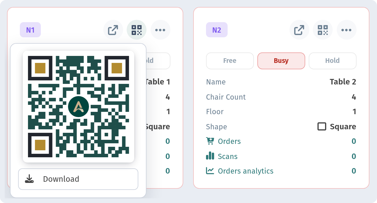 Where to place QR codes in a restaurant or cafe