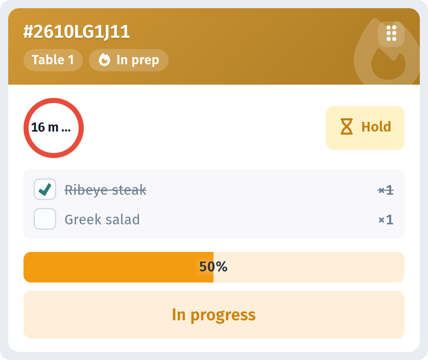 Kitchen line in WebQRMenu: the kitchen screen for QR orders
