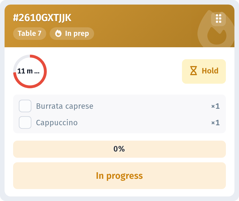 Kitchen line in WebQRMenu: the kitchen screen for QR orders