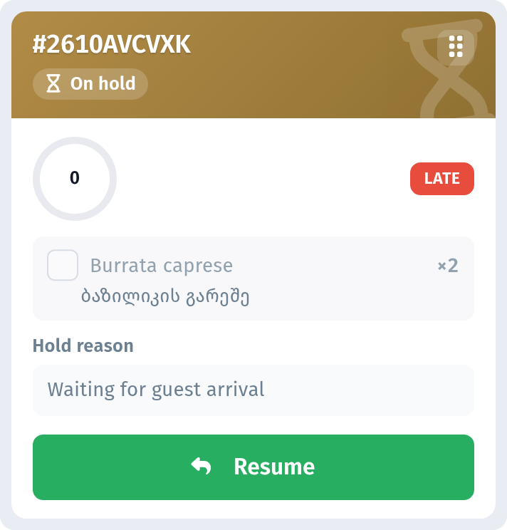 Kitchen line in WebQRMenu: the kitchen screen for QR orders