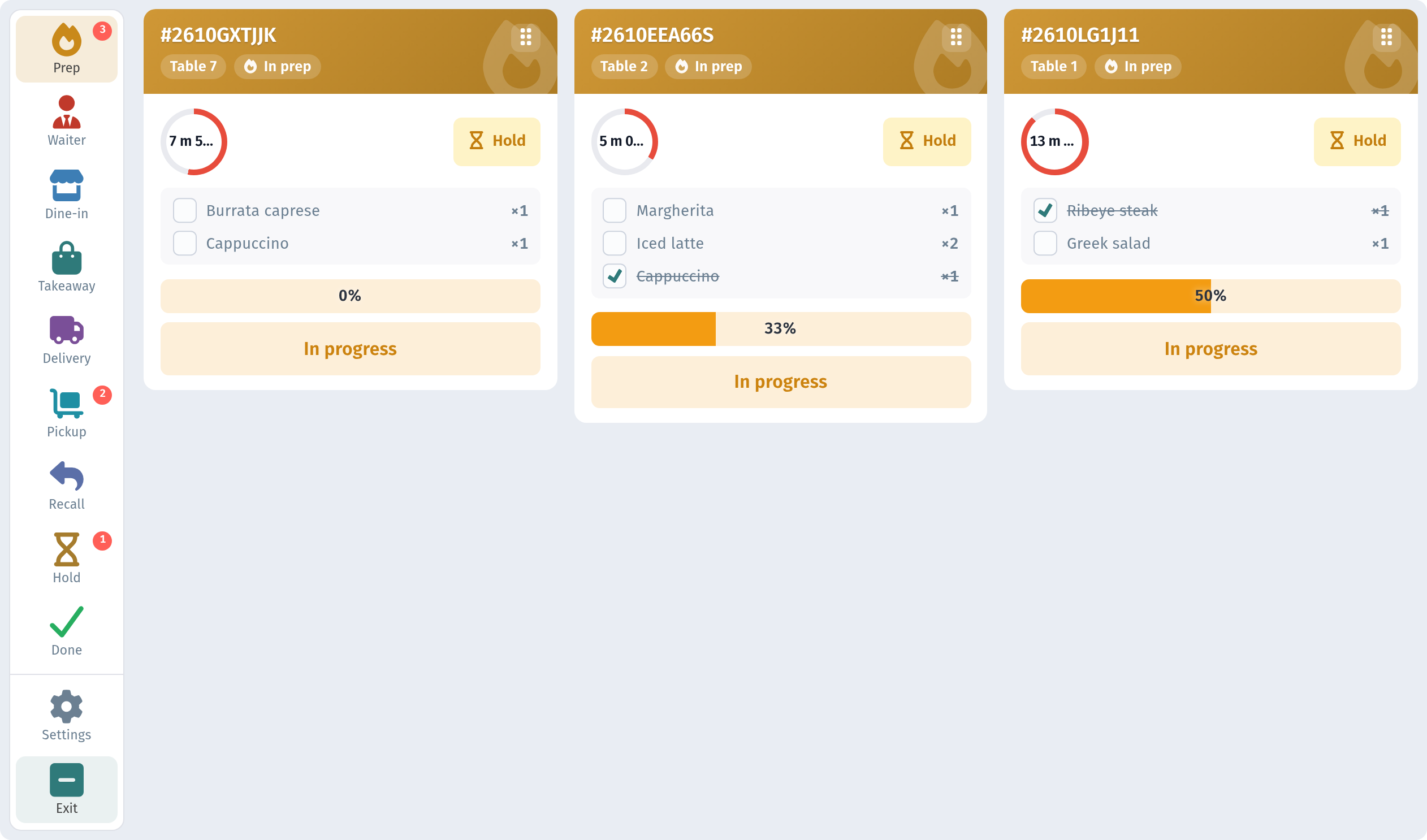 Kitchen line in WebQRMenu: the kitchen screen for QR orders