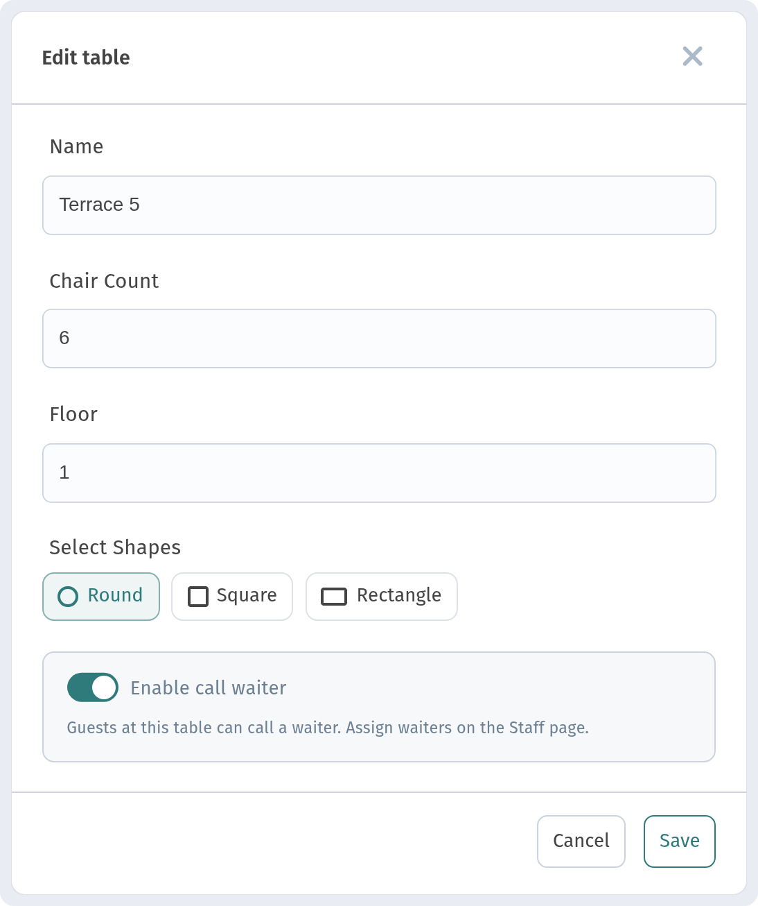 Tables and a separate QR code for every table in WebQRMenu