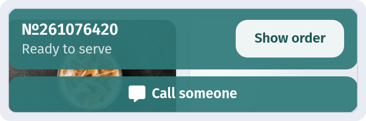 Guest table menu with the bottom bar showing the 'Call someone' button (store open)