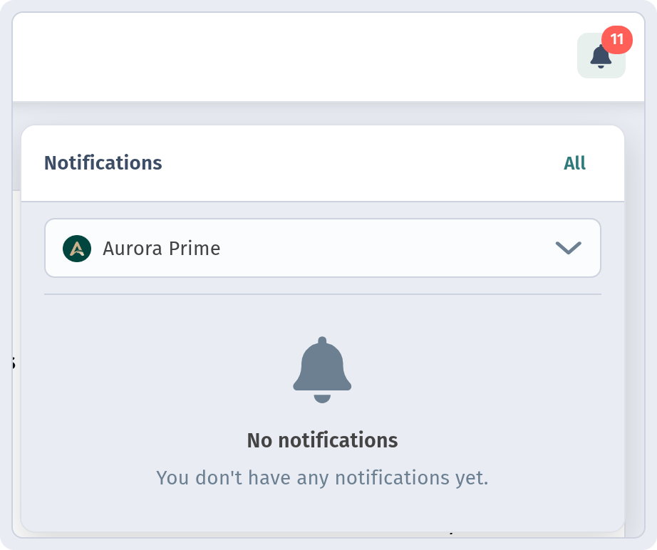 Notifications panel opened from the bell