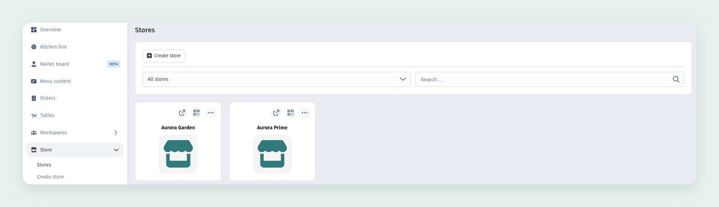 How to create a new store in WebQRMenu and what to set up first