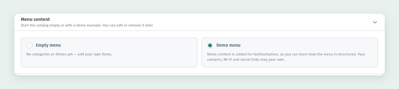 How to create a new store in WebQRMenu and what to set up first