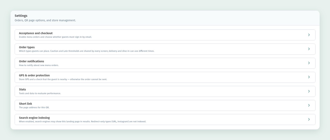 How to create a new store in WebQRMenu and what to set up first