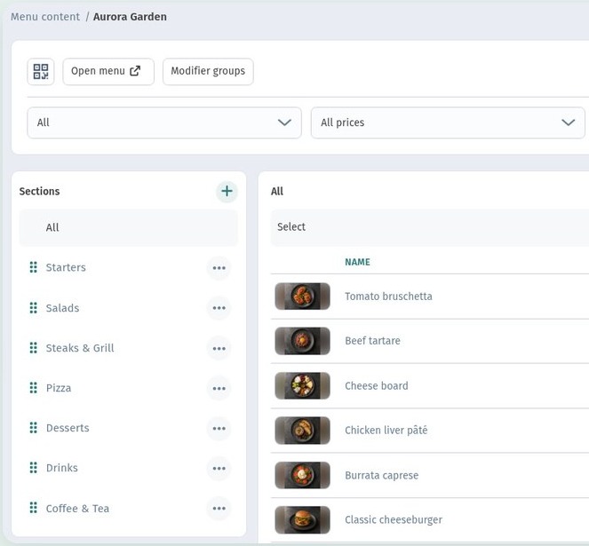 How to create a new store in WebQRMenu and what to set up first