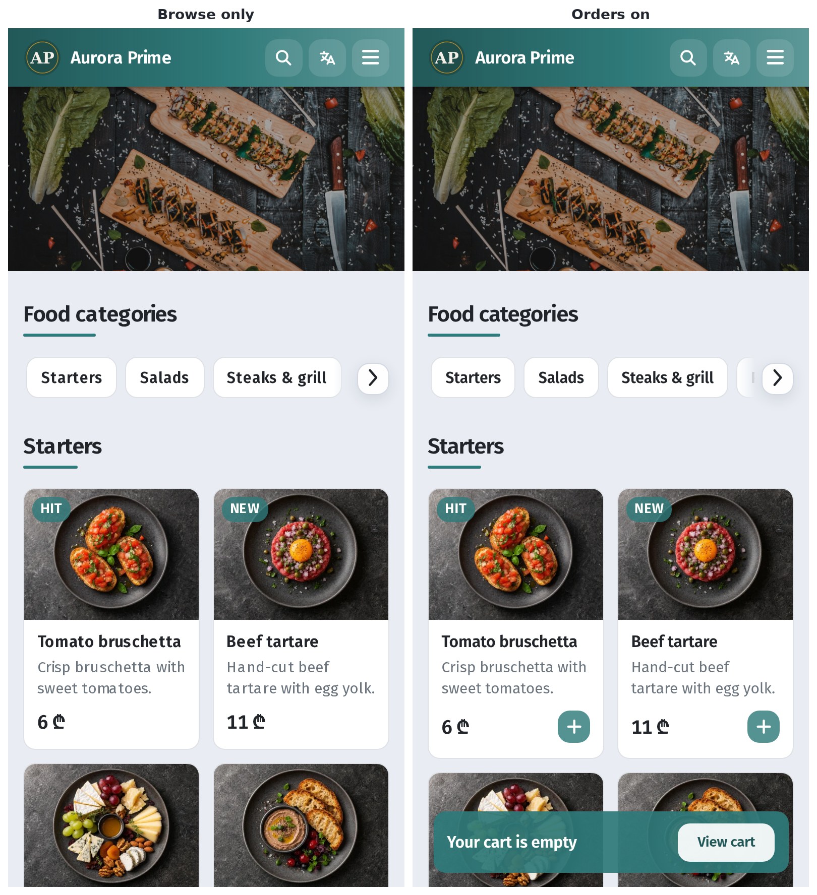 Menu for browsing or with orders: how to turn on order acceptance
